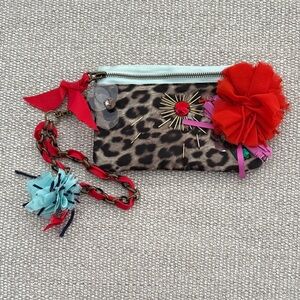Lanvin for H&M Leopard Print Pouch with Red and Blue Accents